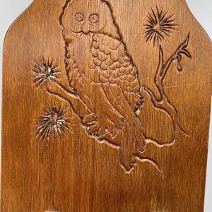 Vintage Handmade owl  long match wooden  holder.